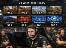 ADR ZywOo в CS2 и средний урон за раунд