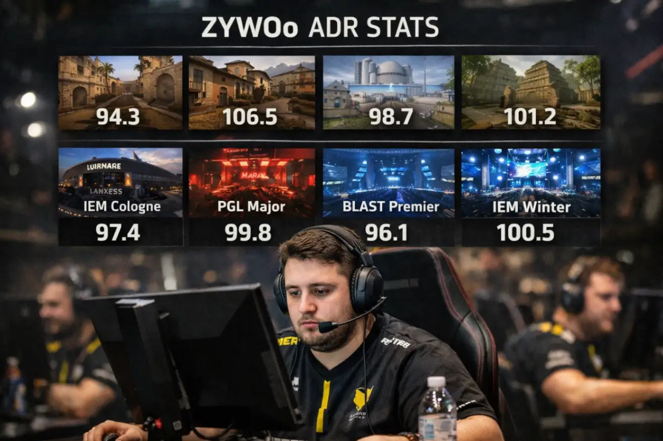 ADR ZywOo в CS2 по картам и турнирам