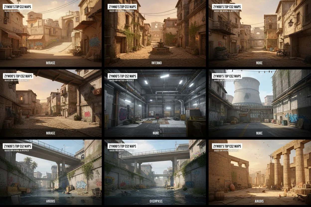 Лучшие карты ZywOo в CS2 по рейтингу и метрикам